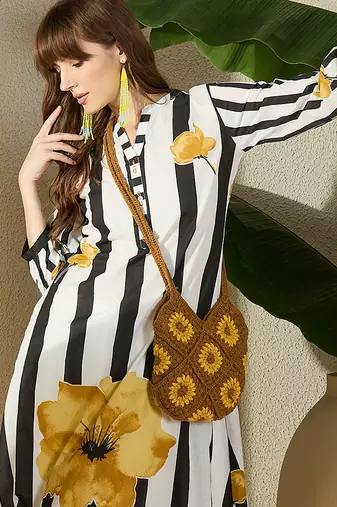 White printed pure cotton kurta trouser set