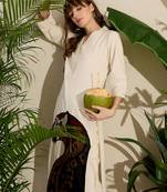 Off white printed pure cotton kurta trouser set