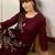 Burgundy printed pure cotton kurta trouser set