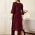 Burgundy printed pure cotton kurta trouser set