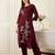 Burgundy printed pure cotton kurta trouser set