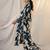 Teal printed viscose rayon kurta trouser set