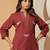 Maroon embroidered pure cotton kurta trouser set