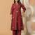 Maroon embroidered pure cotton kurta trouser set