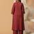 Maroon embroidered pure cotton kurta trouser set