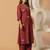 Maroon embroidered pure cotton kurta trouser set