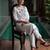 White printed pure cotton kurta trouser set