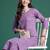 Purple printed pure cotton kurta trouser set