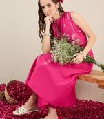 Pink embroidered pure cotton kurta trouser set