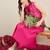 Pink embroidered pure cotton kurta trouser set