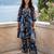 Navy blue printed pure cotton kurta trouser set
