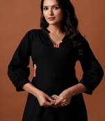 Black embroidered pure cotton kurta trouser set