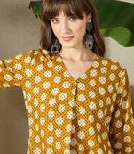Mustard printed pure cotton kurta trouser set