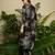 Black printed viscose rayon kurta trouser set