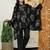 Black printed viscose rayon kurta trouser set