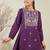 Purple embroidered pure cotton kurta trouser set