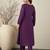 Purple embroidered pure cotton kurta trouser set