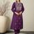 Purple embroidered pure cotton kurta trouser set