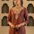 Brown embroidered silk kurta trouser set