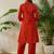 Orange embroidered pure cotton kurta trouser set
