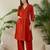 Orange embroidered pure cotton kurta trouser set
