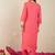 Pink printed viscose rayon kurta trouser set