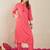 Pink printed viscose rayon kurta trouser set