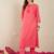 Pink printed viscose rayon kurta trouser set