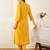 Mustard printed viscose rayon kurta trouser set