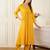 Mustard printed viscose rayon kurta trouser set