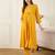 Mustard printed viscose rayon kurta trouser set