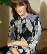Black printed pure cotton kurta trouser set