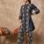 Blue printed pure cotton kurta trouser set