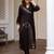 Black printed viscose rayon kurta trouser set