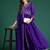 Purple embroidered silk kurta trouser set