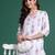 White printed pure cotton kurta trouser set