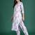 White printed pure cotton kurta trouser set