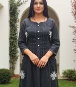 Black printed pure cotton kurta trouser set