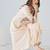 Beige embroidered viscose rayon kurta trouser set