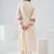 Beige embroidered viscose rayon kurta trouser set