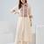 Beige embroidered viscose rayon kurta trouser set