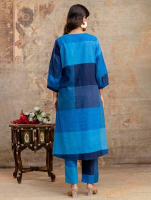 Multicolor printed pure cotton kurta trouser set 2