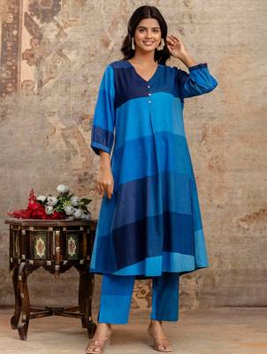 Multicolor printed pure cotton kurta trouser set 3