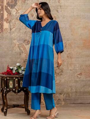 Multicolor printed pure cotton kurta trouser set 4
