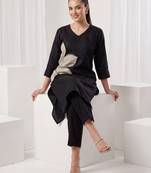Black printed silk kurta trouser set