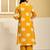 Yellow printed pure cotton kurta trouser set