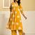 Yellow printed pure cotton kurta trouser set