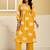 Yellow printed pure cotton kurta trouser set