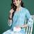 Blue printed pure cotton kurta trouser set