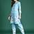 Blue printed pure cotton kurta trouser set